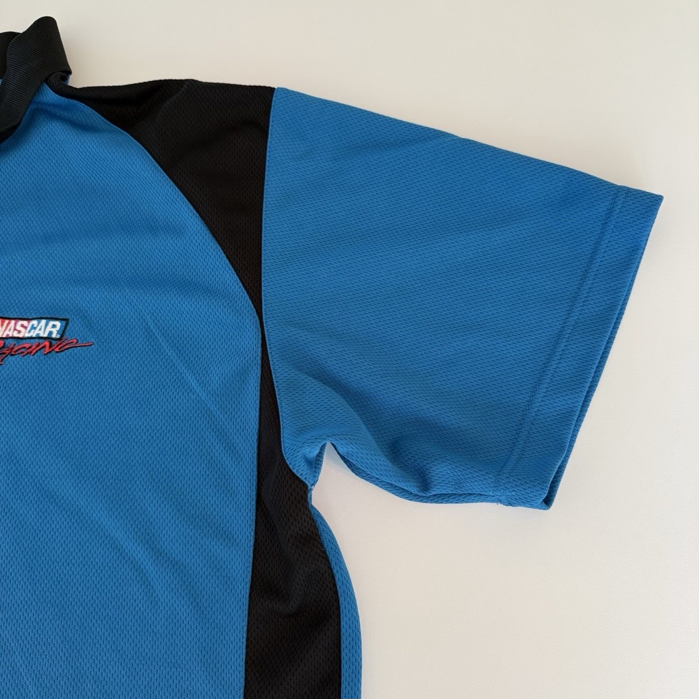 Vintage NASCAR Checkered Flag Sports Polo Shirt - Men's Size M, Blue, 100% Polye - Picture 4 of 7